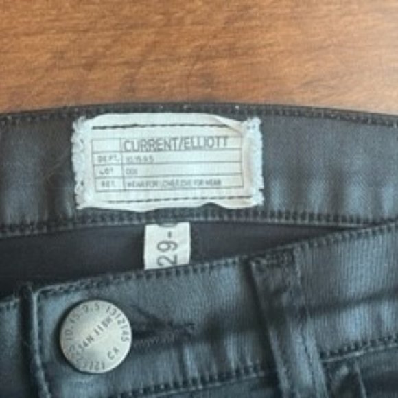 Current/Elliott jeans high waisted ankle skinny in coated black size 29 - Picture 3 of 3